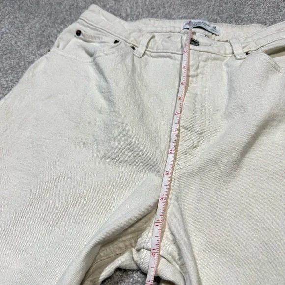 Abercrombie & Fitch 90s Relaxed Jean High Rise Curve Love Off-White Cream Jeans - Picture 7 of 9